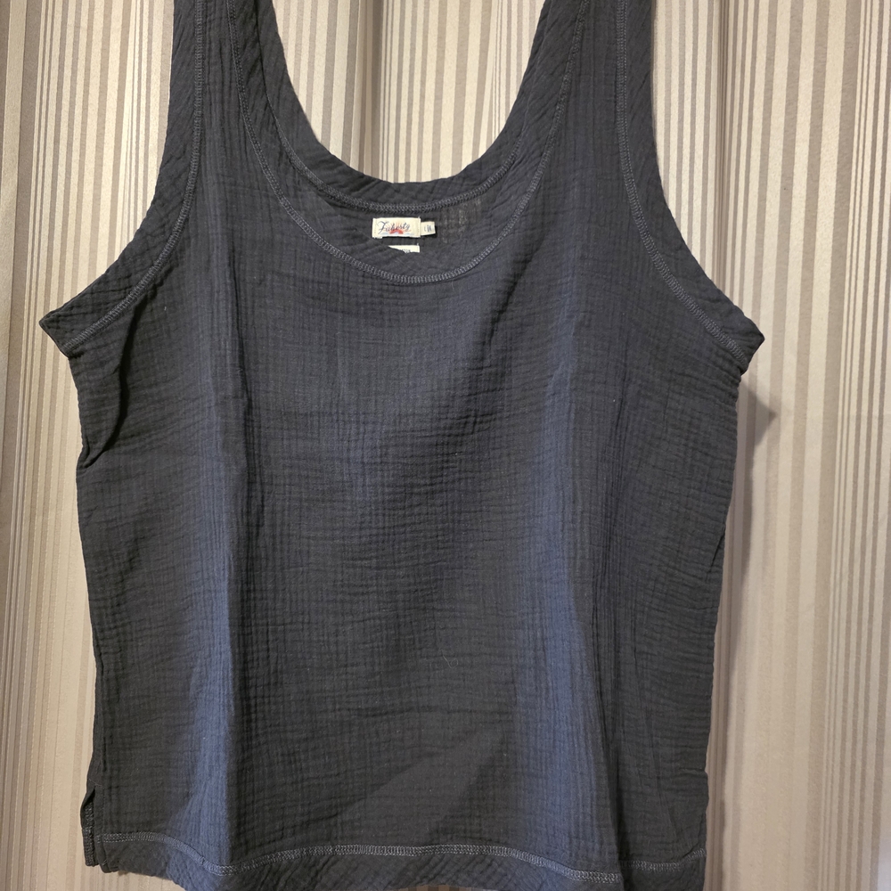 Faherty Charcoal Gray Textured Cotton Tank